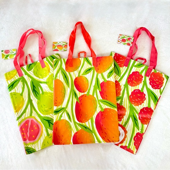 Foodland Handbags - Foodland Hawaii Reusable Tote Bags in Fruit Designs (Guava, Mango, & Lychee)